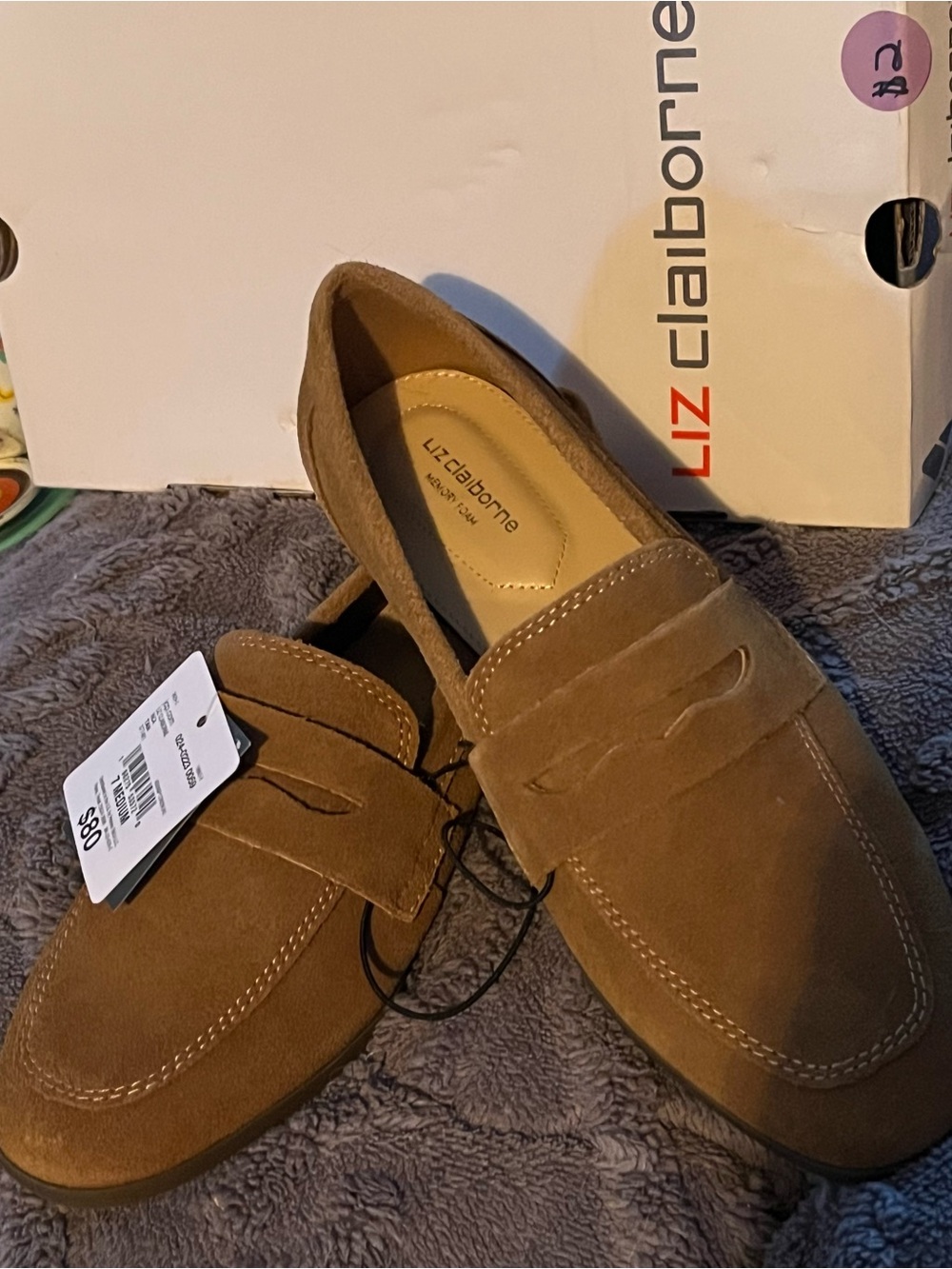 NWT Liz Claiborne Women’s Brown Suede Penny Loafers